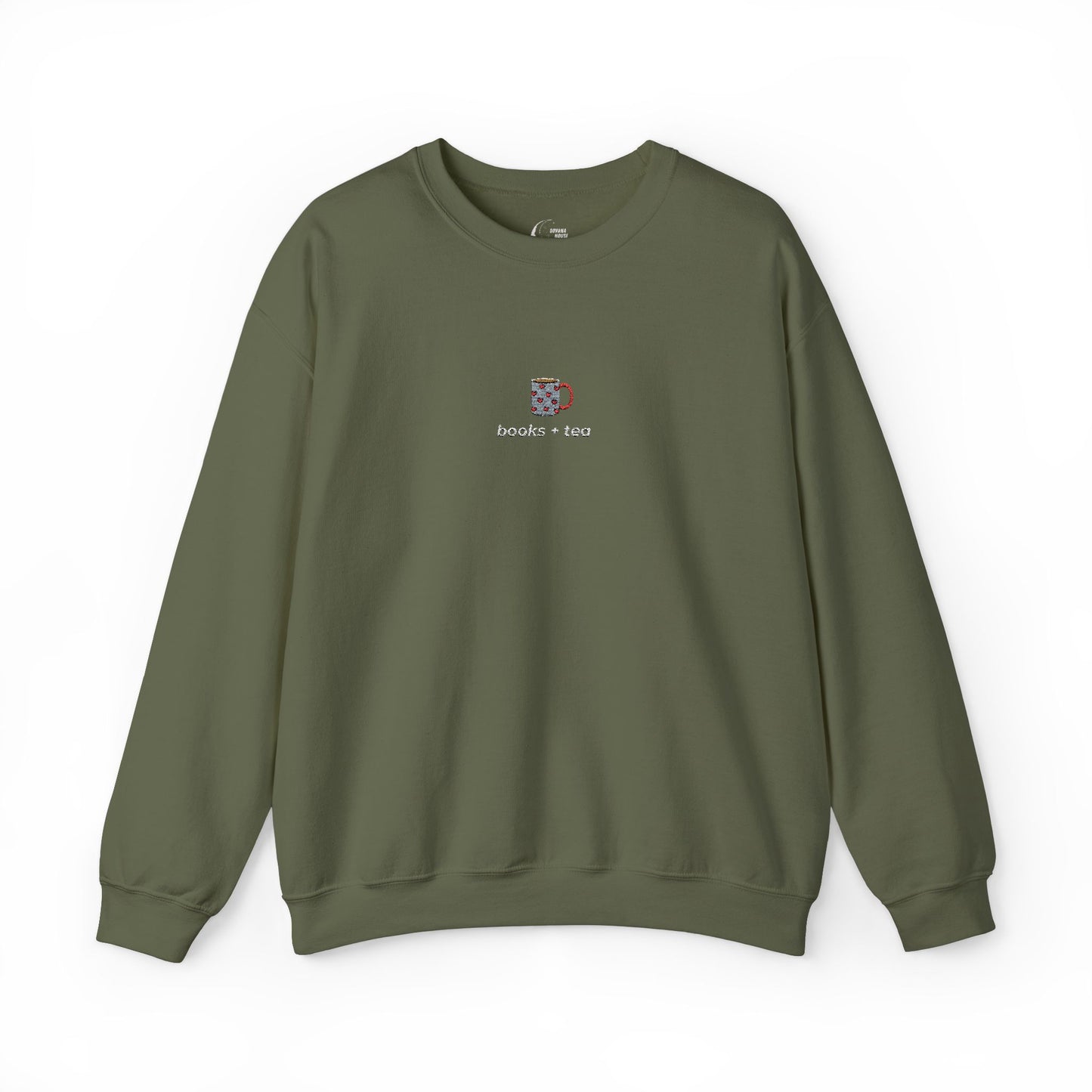 Embroidered Books & Tea Sweatshirt - Bookish Gift Ideas