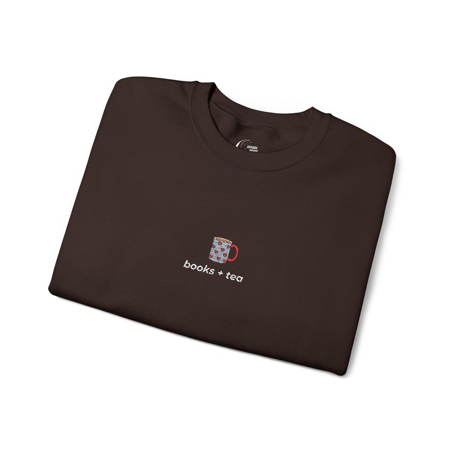 Embroidered Books & Tea Sweatshirt - Bookish Gift Ideas