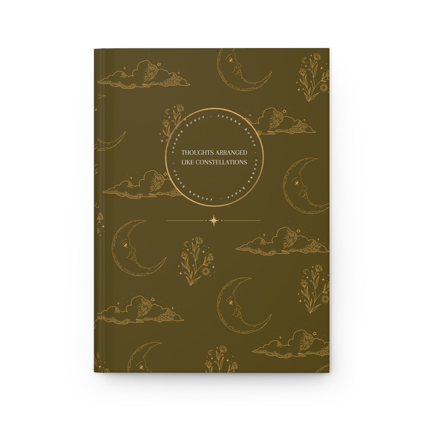 Olive Green Celestial A5 Hardcover Notebook - “Thoughts arranged like constellations”