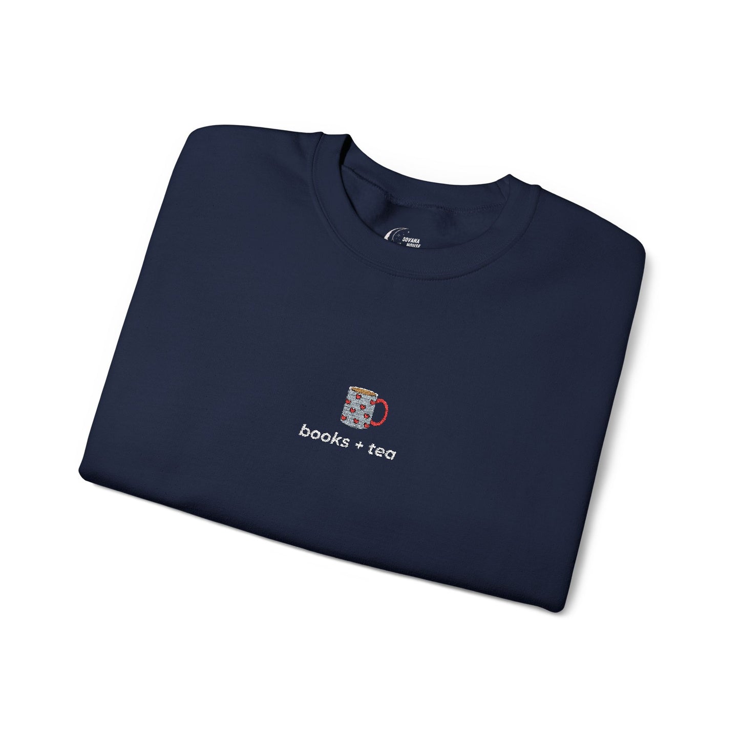 Embroidered Books & Tea Sweatshirt - Bookish Gift Ideas