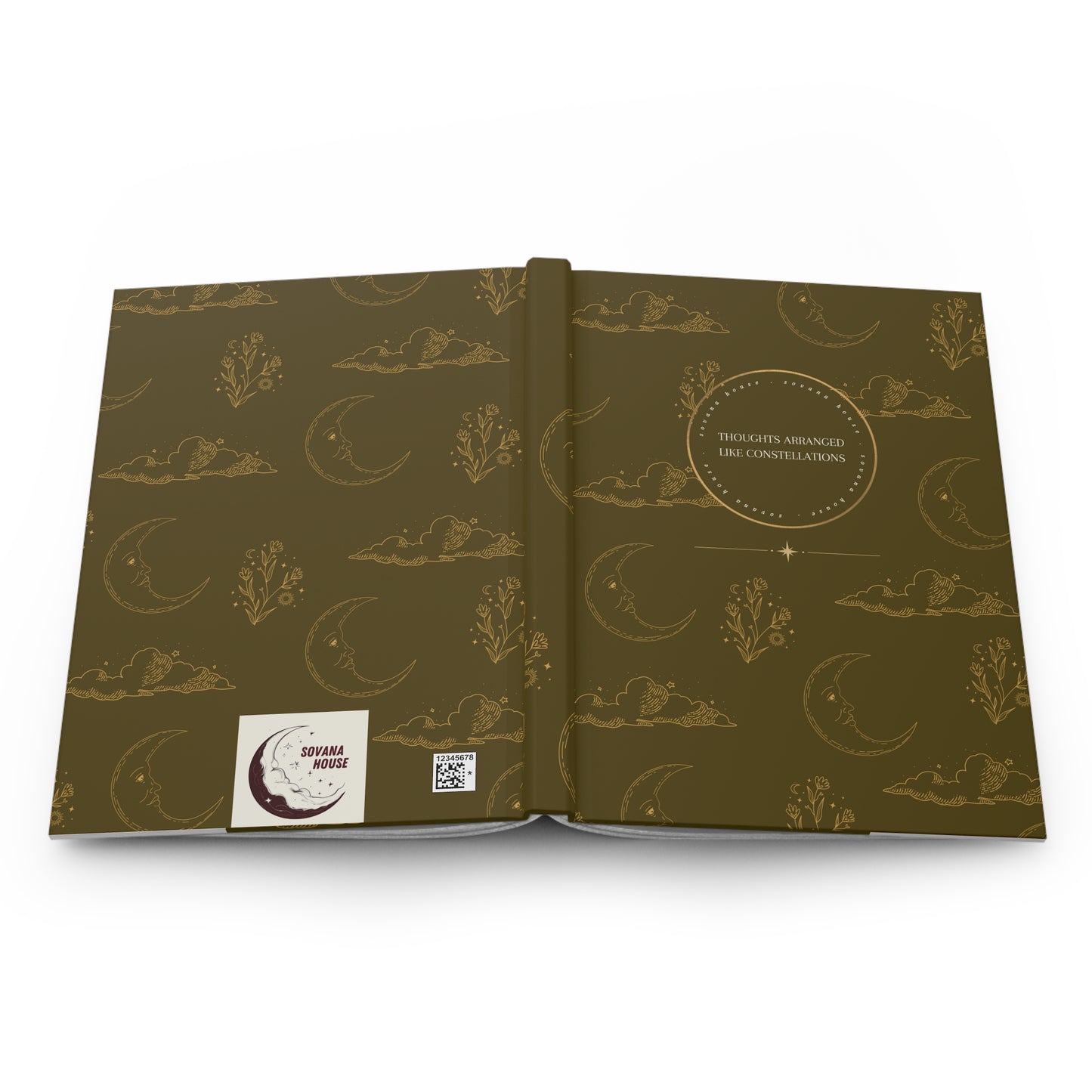 Olive Green Celestial A5 Hardcover Notebook - “Thoughts arranged like constellations”