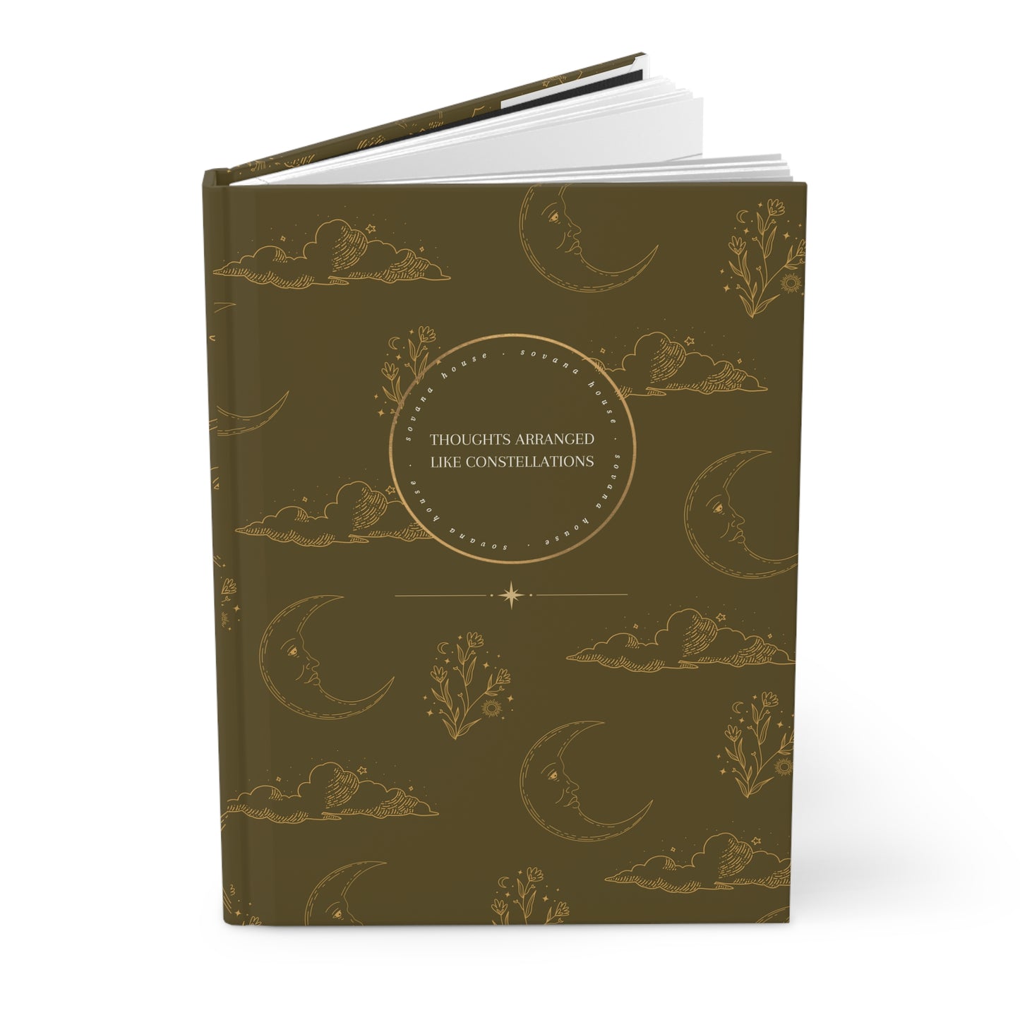 Olive Green Celestial A5 Hardcover Notebook - “Thoughts arranged like constellations”