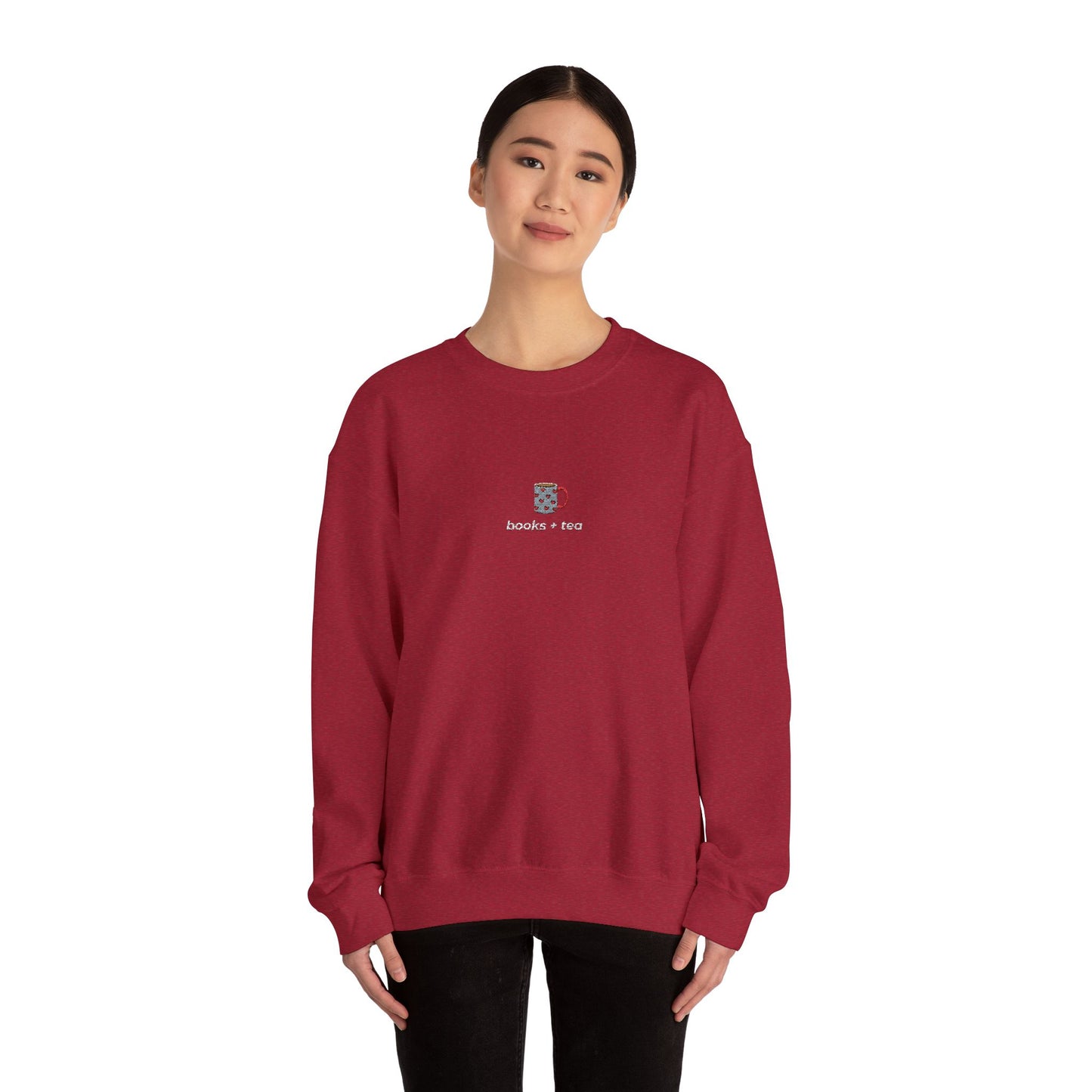 Embroidered Books & Tea Sweatshirt - Bookish Gift Ideas