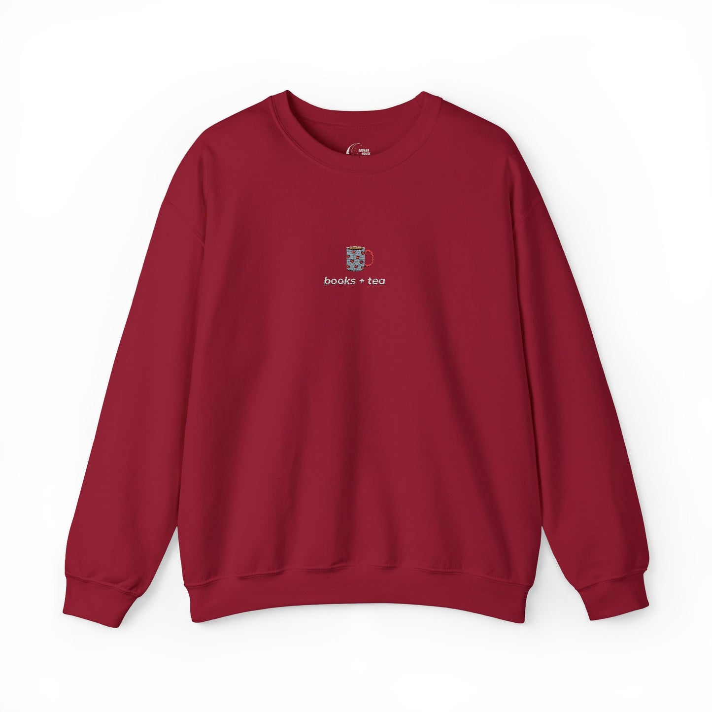 Embroidered Books & Tea Sweatshirt - Bookish Gift Ideas