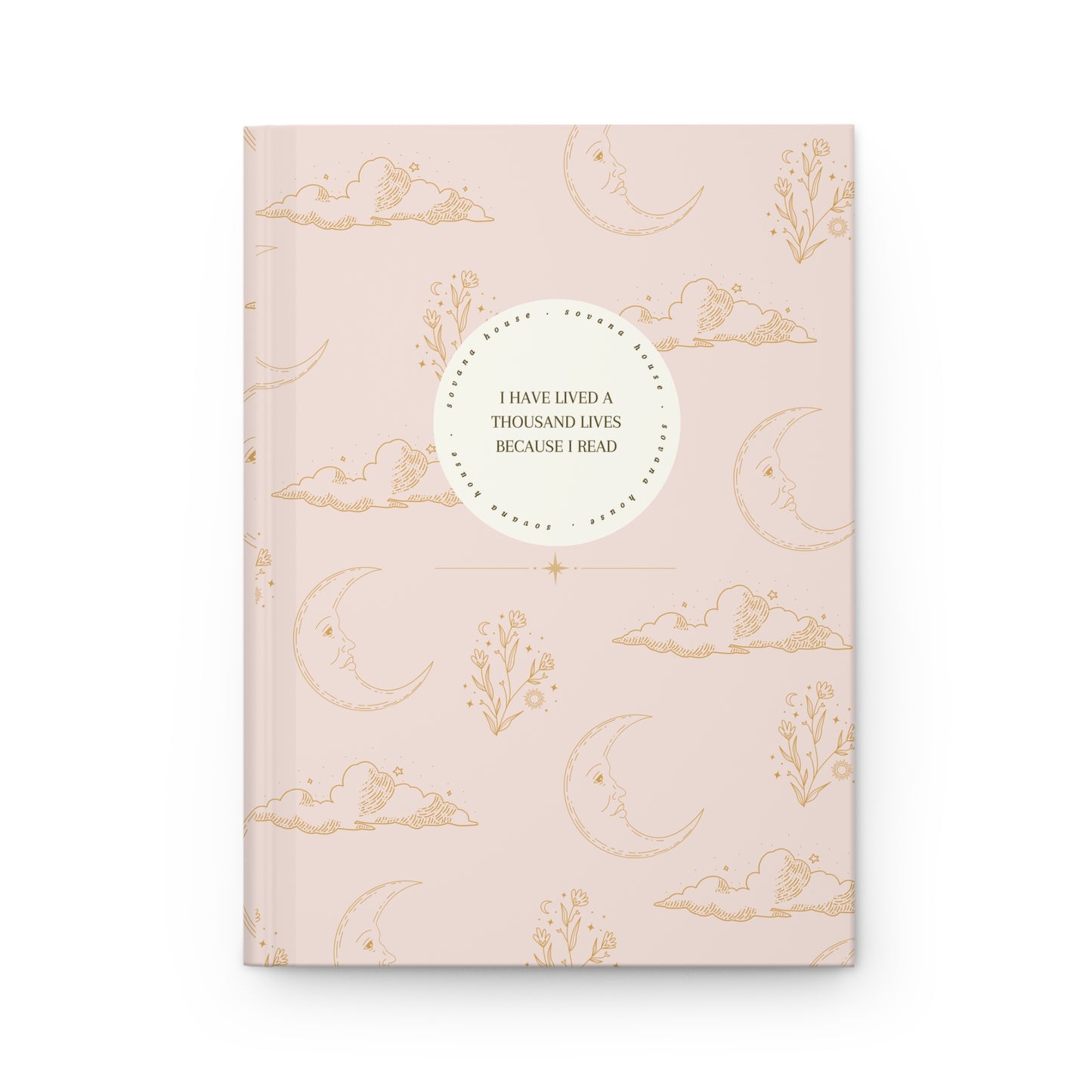 Blush Pink Celestial A5 Hardcover Notebook - “I have lived a thousand lives because I read.”