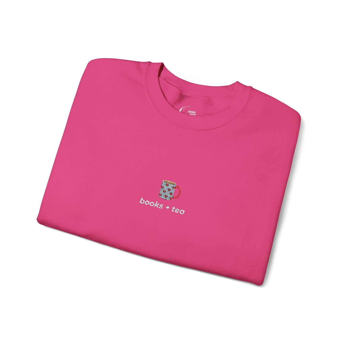 Embroidered Books & Tea Sweatshirt - Bookish Gift Ideas