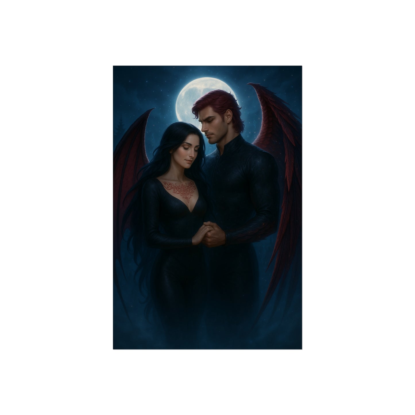 Oraya & Raihn Vampire Wings Art Print – Crowns of Nyaxia Fan Art Poster
