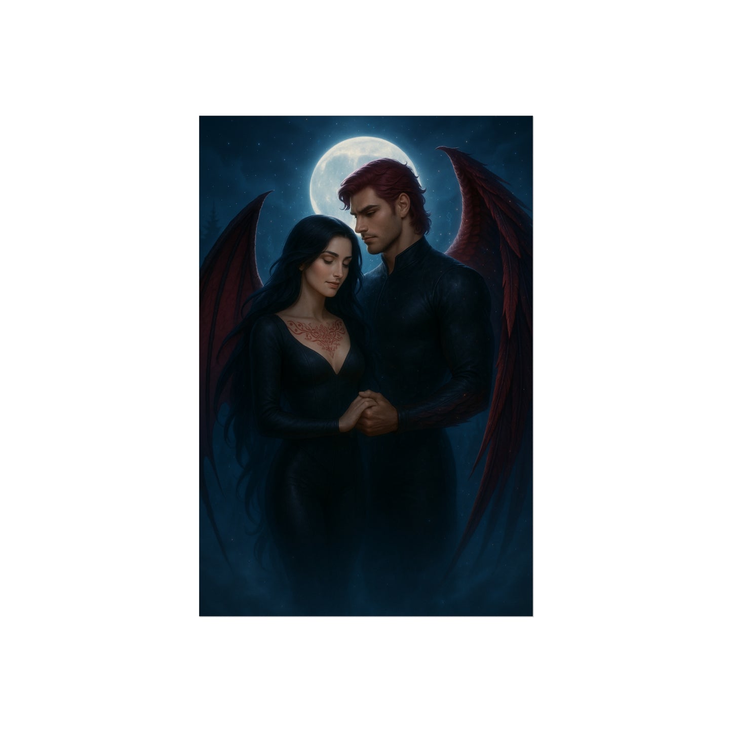 Oraya & Raihn Vampire Wings Art Print – Crowns of Nyaxia Fan Art Poster