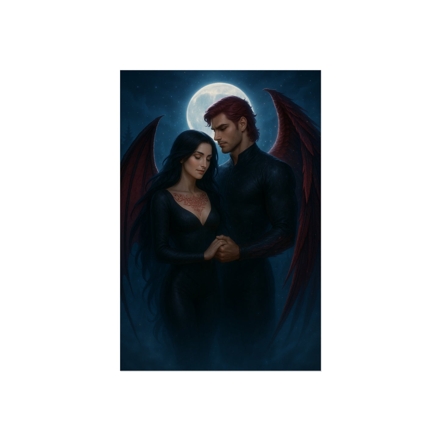 Oraya & Raihn Vampire Wings Art Print – Crowns of Nyaxia Fan Art Poster